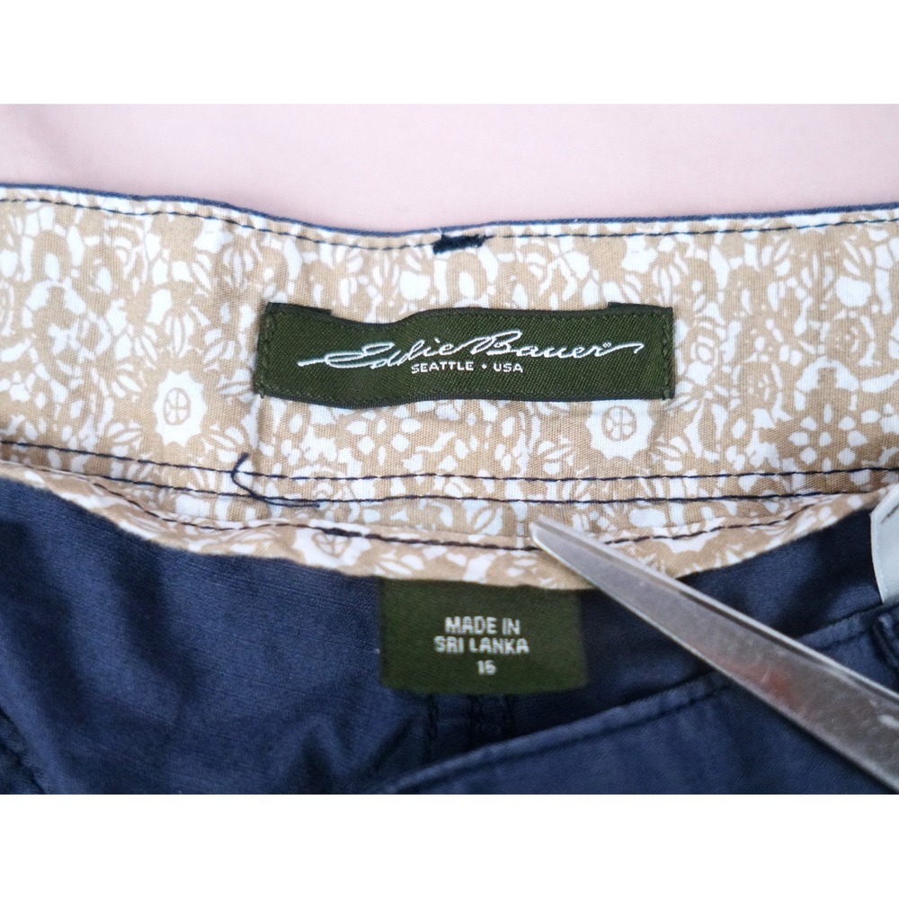 Eddie Bauer Navy Blue Bermuda Shorts Size 15 Roll Tab 38" waist - Picture 4 of 16
